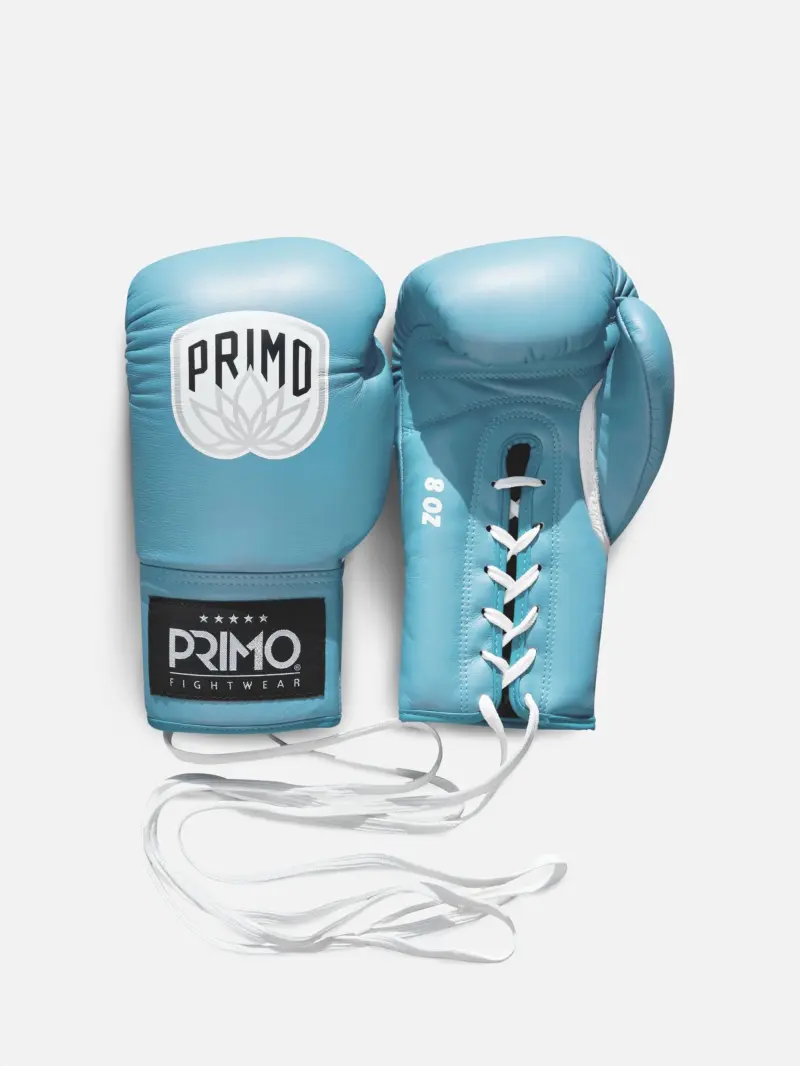 Primo Pro Lace Up Boxing Gloves - Arctic Blue