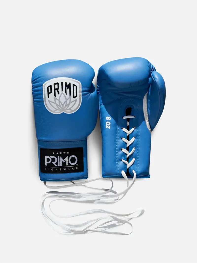 Primo Pro Lace Up Boxing Gloves - Blue