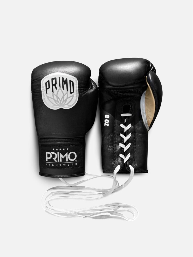 Primo Pro Lace Up Boxing Gloves - Onyx Black