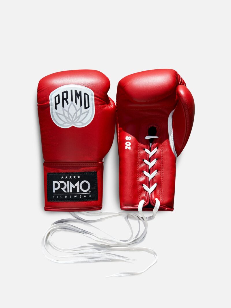 Primo Pro Lace Up Boxing Gloves - Red